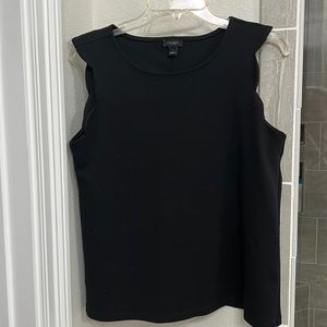 Scalloped structured, black, Ann Taylor factory tank, size small